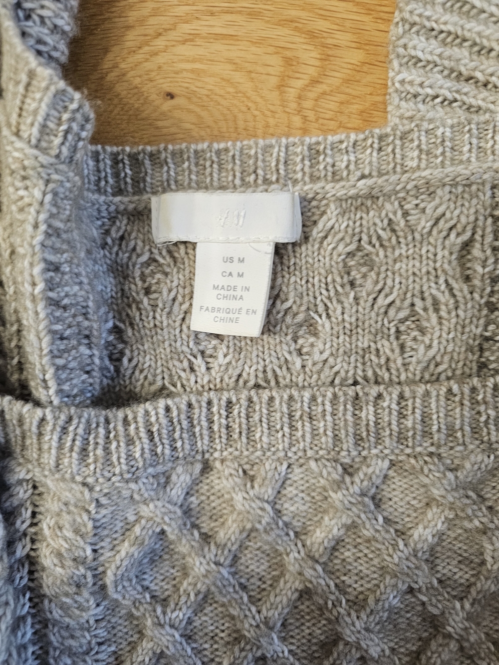 H&M Light Gray Ruffle Cable Knit Sweater - Picture 2 of 3